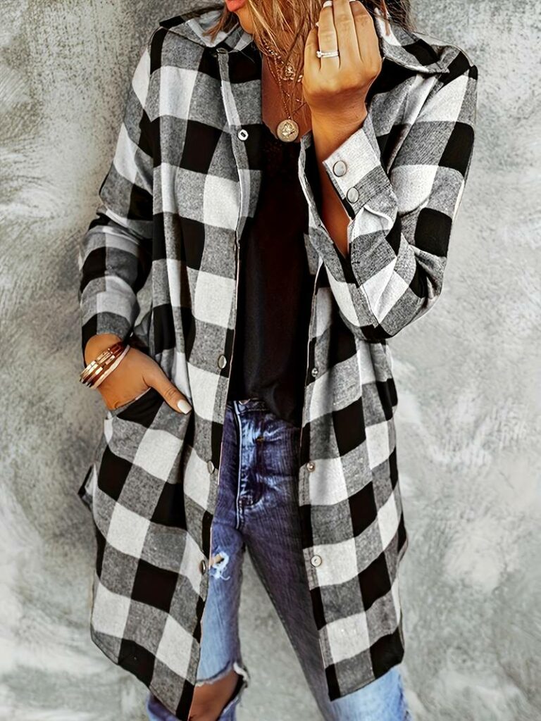 Stylish Plaid Long Sleeve Button Front Blouse (Get It for FREE!)