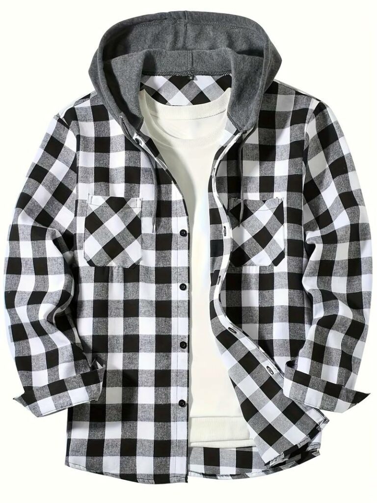 Get the Stylish Plaid Hooded Shirt for Men for Free – Classic & Comfortable Outerwear for Everyday Wear!