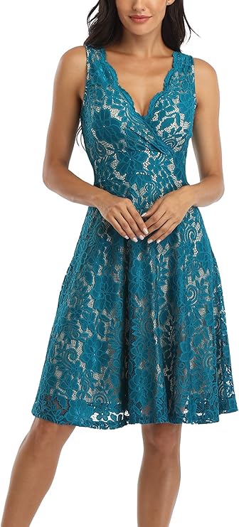 MISS MOLY Women’s Floral Lace Overlay Dress – Elegant and Versatile for Any Occasion