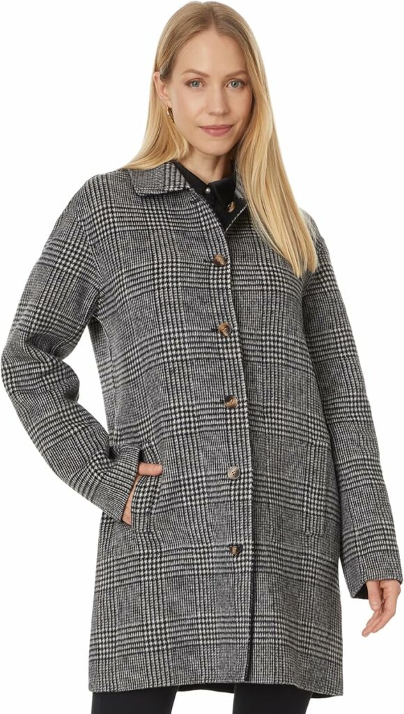 Elliott Lauren Women’s Two Reversible Double Face Button Front Plaid Jacket – Stylish and Versatile for Any Occasion