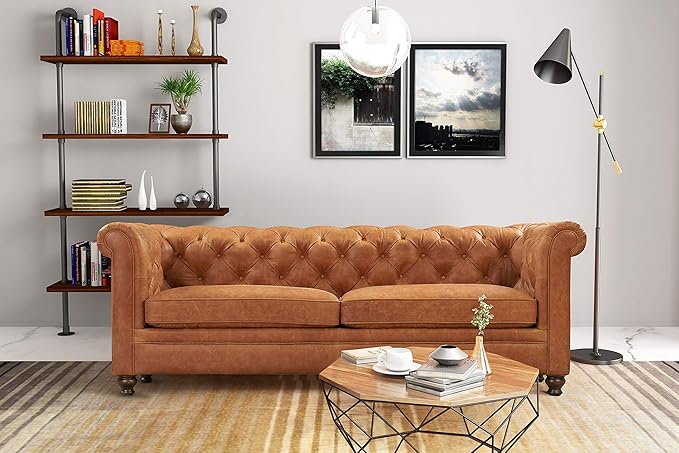 POLY & BARK Lyon Full-Grain Leather Sofa – Luxurious, Stylish, and Durable